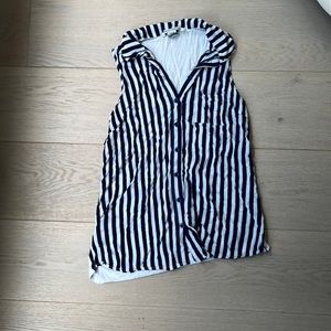 Blue and white stripes american rag button up no sleeve vest